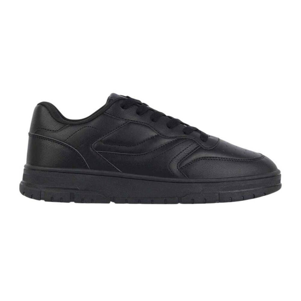 Fabric Mens Lace Up Flat Sneakers / Black